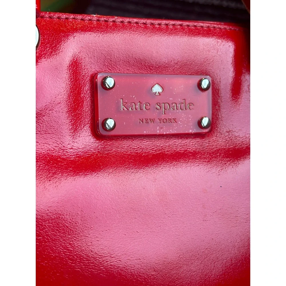 Kate Spade New York Red Patent Leather Satchel Crossbody Bag Glossy Red